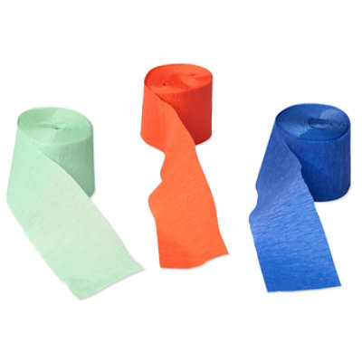 American Greetings Blue/Green/Orange 30' Crepe Paper - 3 Count - Image 1