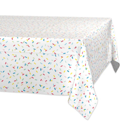 American Greetings Colorful Sprinkles 54" x 84" Plastic Table Cover - Each - Image 1