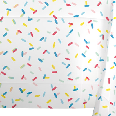 American Greetings Colorful Sprinkles 54" x 84" Plastic Table Cover - Each - Image 2