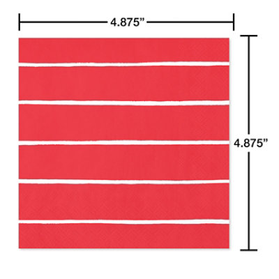 American Greetings Stripes on Red Beverage Napkins - 20 Count - Image 2