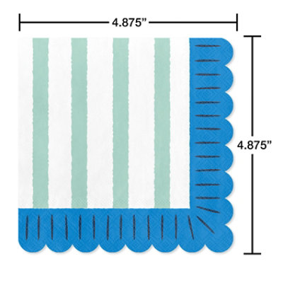 American Greetings Light Green Stripes Beverage Napkins - 20 Count - Image 2