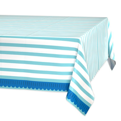 American Greetings Horizontal Green Lines Plastic Table Cover - Each - Image 1