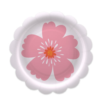 American Greetings Pink Flower 7" All Occasion Paper Plates - 10 Count - Image 1