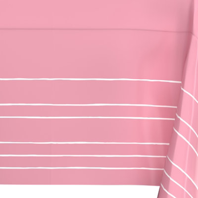 American Greetings Pink with White Striped Plastic Table Cover - Each - Image 2