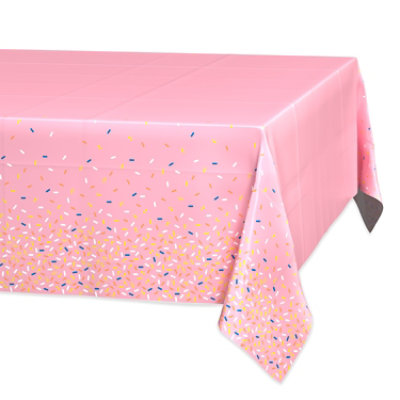 American Greetings Pink with Colorful Sprinkle Plastic Table Cover - Each - Image 1