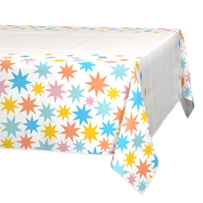 American Greetings White with Colorful Star Plastic Table Cover - Each - Image 1