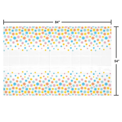 American Greetings White with Colorful Star Plastic Table Cover - Each - Image 3