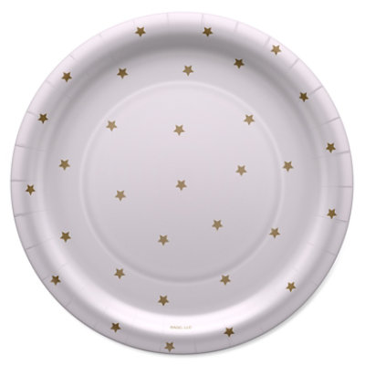 American Greetings Gold Stars on White 9" Paper Plates - 10 Count - Image 1