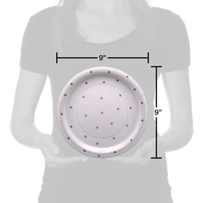 American Greetings Gold Stars on White 9" Paper Plates - 10 Count - Image 2