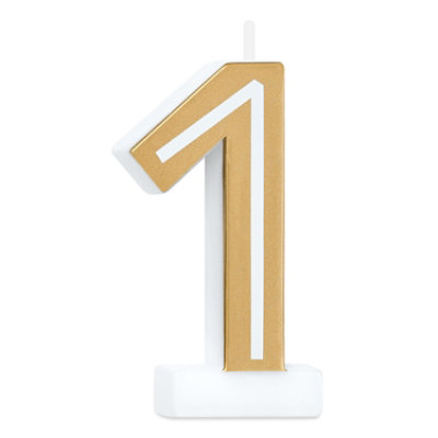 American Greetings Number 1 Gold Birthday Number Candle - Each - Image 1
