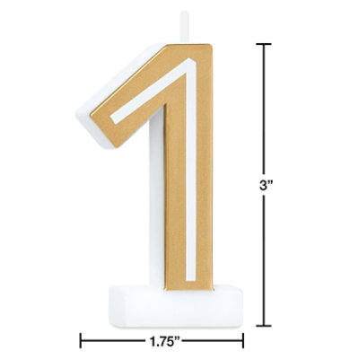 American Greetings Number 1 Gold Birthday Number Candle - Each - Image 3