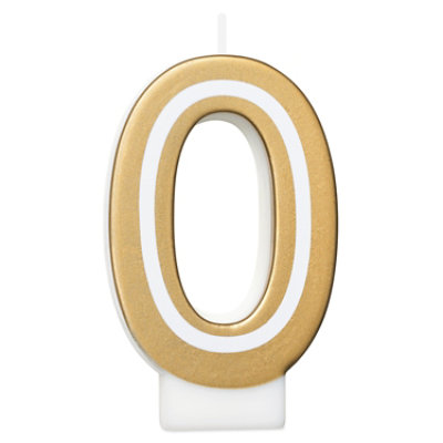 American Greetings Number 0 Gold Birthday Number Candle - Each - Image 1