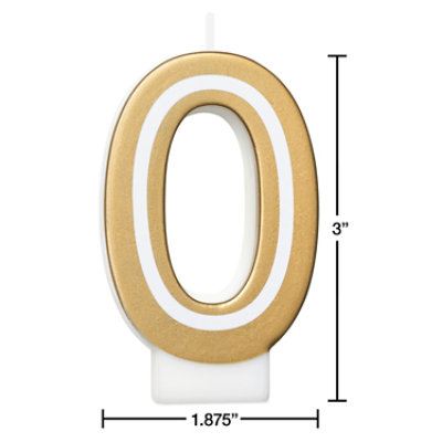American Greetings Number 0 Gold Birthday Number Candle - Each - Image 3
