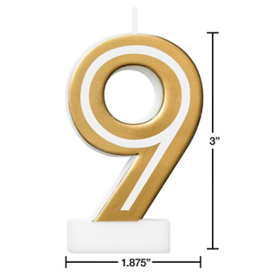 American Greetings Number 9 Gold Birthday Number Candle - Each - Image 3