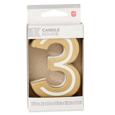 American Greetings Number 3 Gold Birthday Number Candle - Each - Image 2