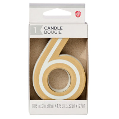 American Greetings Number 6 Gold Birthday Number Candle - Each - Image 1
