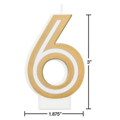 American Greetings Number 6 Gold Birthday Number Candle - Each - Image 3