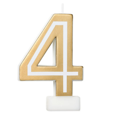 American Greetings Number 4 Gold Birthday Number Candle - Each - Image 1