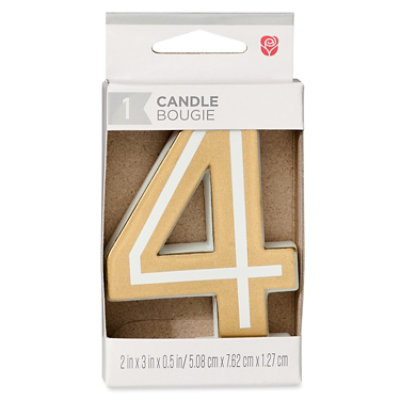 American Greetings Number 4 Gold Birthday Number Candle - Each - Image 2