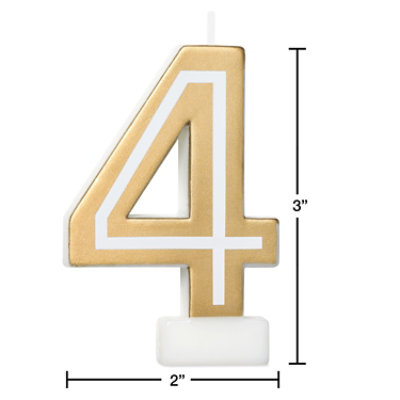 American Greetings Number 4 Gold Birthday Number Candle - Each - Image 3