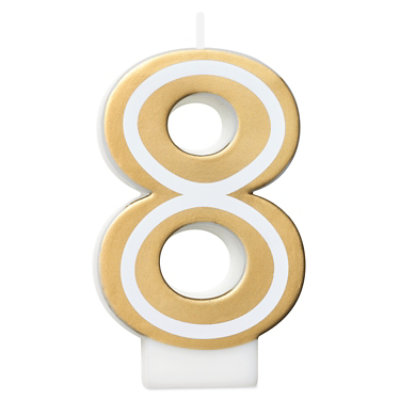 American Greetings Number 8 Gold Birthday Number Candle - Each - Image 2
