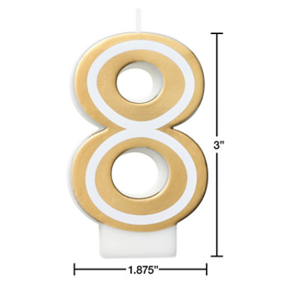 American Greetings Number 8 Gold Birthday Number Candle - Each - Image 3