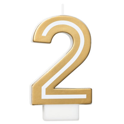 American Greetings Number 2 Gold Birthday Number Candle - Each - Image 1