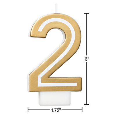 American Greetings Number 2 Gold Birthday Number Candle - Each - Image 3