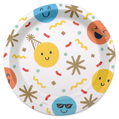 American Greetings Multicolored Smiley Faces 7" Paper Plates - 10 Count - Image 1
