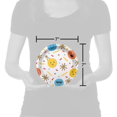 American Greetings Multicolored Smiley Faces 7" Paper Plates - 10 Count - Image 2