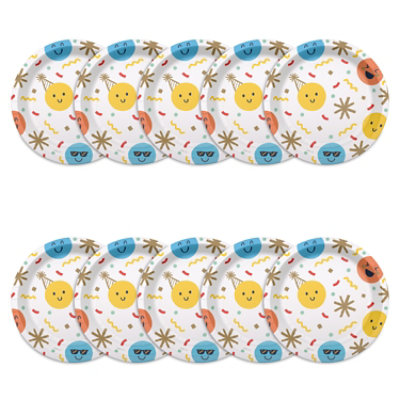 American Greetings Multicolored Smiley Faces 7" Paper Plates - 10 Count - Image 3