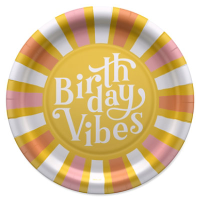 American Greetings Birthday Vibes 9" Birthday Paper Plates - 10 Count - Image 1