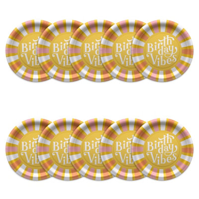 American Greetings Birthday Vibes 9" Birthday Paper Plates - 10 Count - Image 3