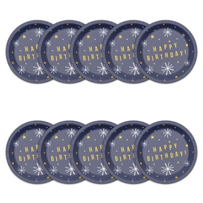 American Greetings Happy Birthday on Navy 7" Paper Plates - 10 Count - Image 3