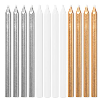 American Greetings Long Thin Assorted Metallic Birthday Candles - 12 Count - Image 1