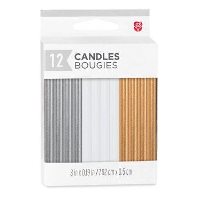 American Greetings Long Thin Assorted Metallic Birthday Candles - 12 Count - Image 2