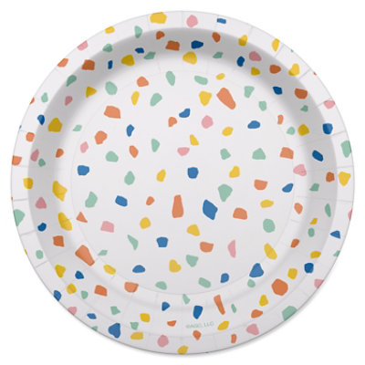 American Greetings Colorful Confetti 7" Paper Plates - 10 Count - Image 1
