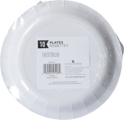 American Greetings  7 Inch Dessert Plates Art Deco Multicolor Stripe Rim Design 10 Count - Each - Image 4