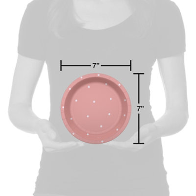 American Greetings Polka Dots on Pink 7" Paper Plates - 10 Count - Image 2