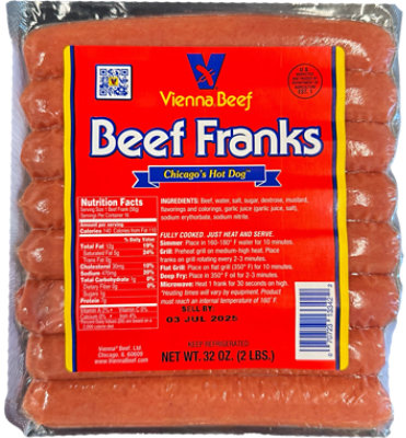 Vienna Beef Skinless Franks 32 Oz - 32 OZ - Image 1