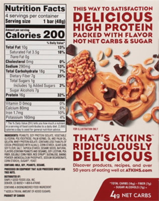 Atkins Chclte Peanut Butter Pretzel Bar - 6.77 OZ - Image 5
