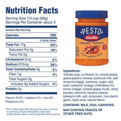 Barilla Pesto Creamy Tomato Sauce 185g Jar - 6.5 OZ - Image 6