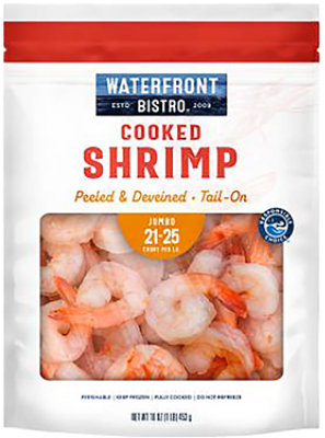 Waterfront Bistro Shrimp Cooked 21-25 Ct Peeled Tail On - 1 Lb - Image 1