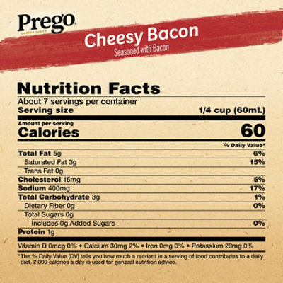 Prego Cheesy Bacon Cheddar Cheese Sauce, 14.5 Oz - 14.5 OZ - Image 4