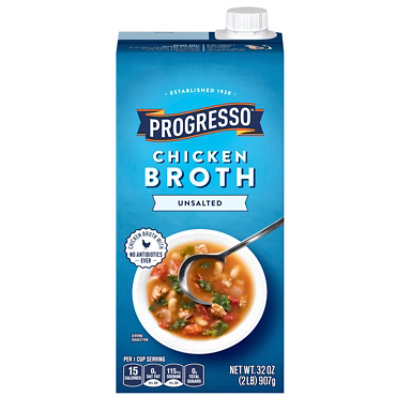 Progresso Unsalted Chicken Broth - 32 OZ - Image 1