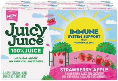Juicy Juice Immune System Support Strawberry Apple 8/6.75oz - 100% Juice - 54 FZ - Image 2