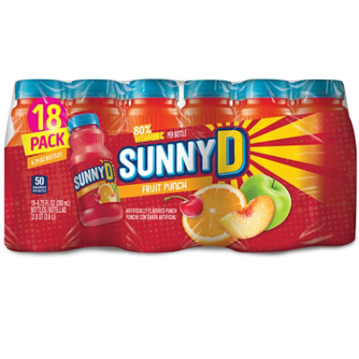 SunnyD Fruit Punch Juice Drink -18 Count 6.75 Fl Oz Bottles - Image 1