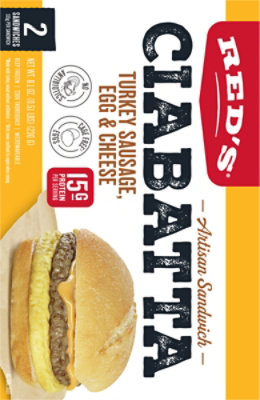 Reds Ciabatta Turkey Sausage Egg Cheese - 8.1 OZ - Image 6