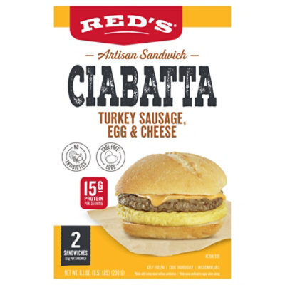 Reds Ciabatta Turkey Sausage Egg Cheese - 8.1 OZ - Image 1