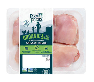 Farmer Focus Organic Chicken Thighs Boneless Skinless - LB - Image 1
